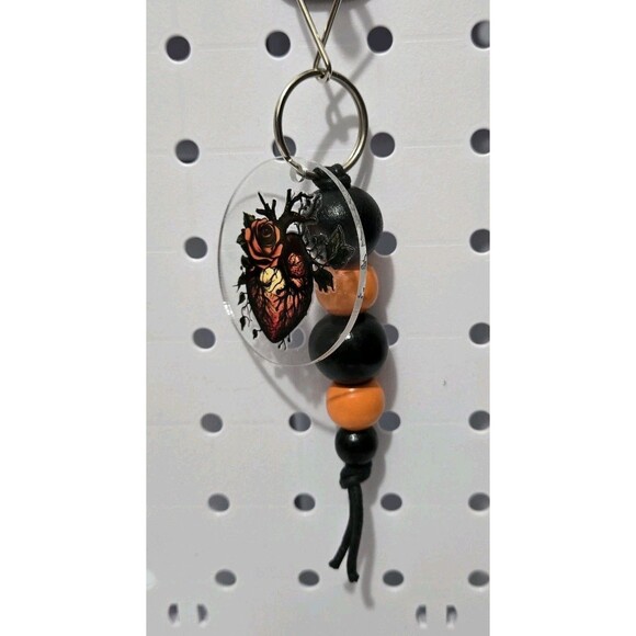 Steampunk Heart  steam punk  Beaded Keychain Dark Aesthetic - Picture 3 of 4